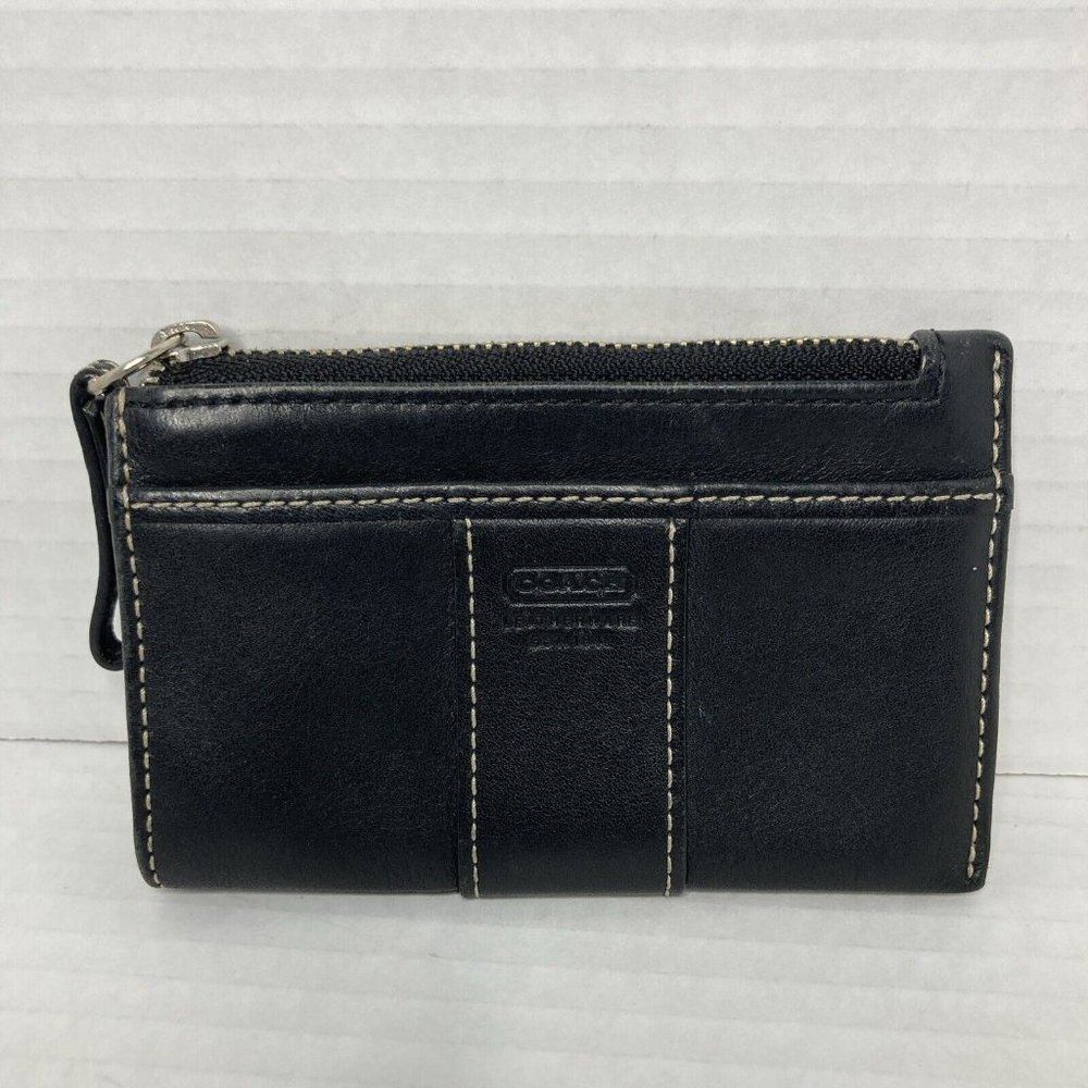 Coach Black Leather SLG Mini Skinny Zip Card Case